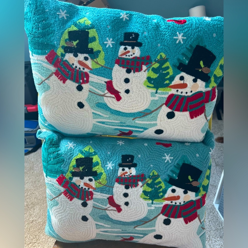 Pier 1 Embroidered Christmas Accent Pillows